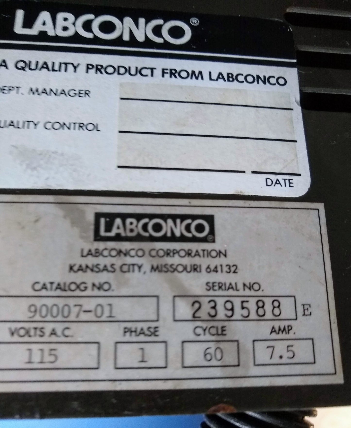 LABCONCO WATER POLISHING SYSTEM PN/90007-01 FREE SHIPPING