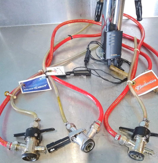 3 BLM 2000 ELECTRONIC BEER LINE MAINTENANC CLEANING KEG COUPLER TRIPLE TAP DRAFT