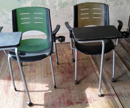 LOT 10 VECTA STEELCASE COALESSE X-STACK GREEN CHAIRS TABLET CUP HOLDER FREE SHIP