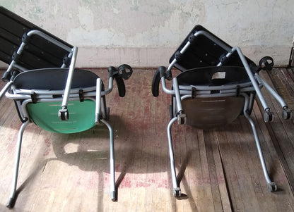 LOT 10 VECTA STEELCASE COALESSE X-STACK GREEN CHAIRS TABLET CUP HOLDER FREE SHIP