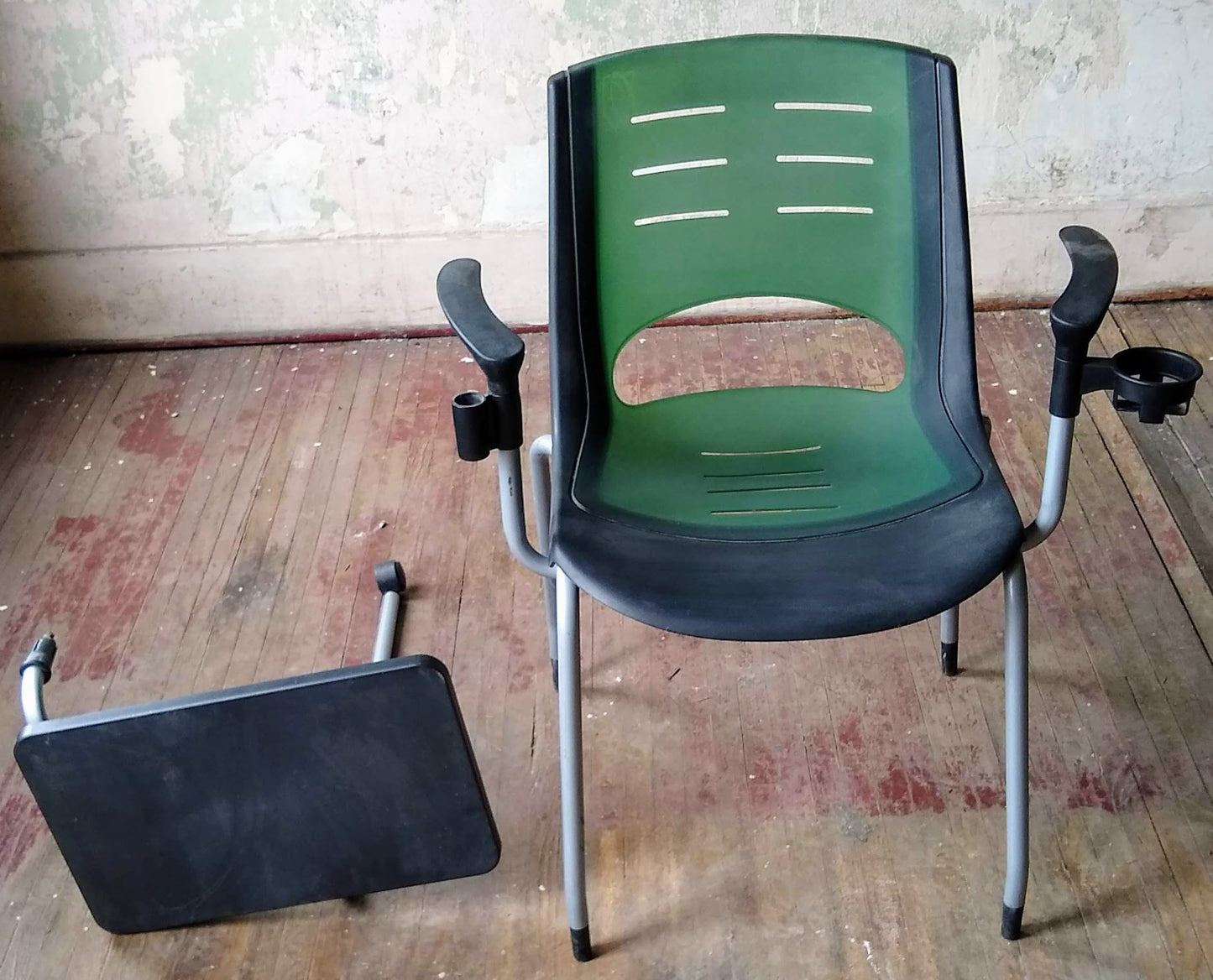 LOT 10 VECTA STEELCASE COALESSE X-STACK GREEN CHAIRS TABLET CUP HOLDER FREE SHIP