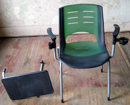 LOT 10 VECTA STEELCASE COALESSE X-STACK GREEN CHAIRS TABLET CUP HOLDER FREE SHIP