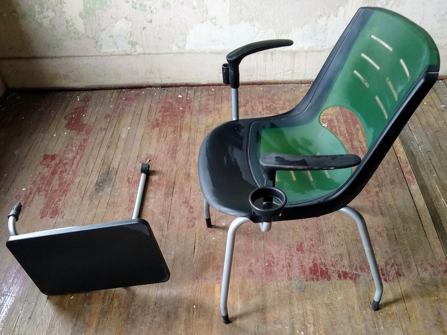 LOT 10 VECTA STEELCASE COALESSE X-STACK GREEN CHAIRS TABLET CUP HOLDER FREE SHIP