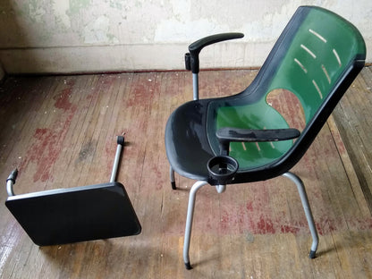 LOT 10 VECTA STEELCASE COALESSE X-STACK GREEN CHAIRS TABLET CUP HOLDER FREE SHIP