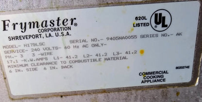 FRYMASTER H17BLSC 3 PHASE ELECTRIC 41.2AMPS DEEP FRYER CART FREE SHIPPING