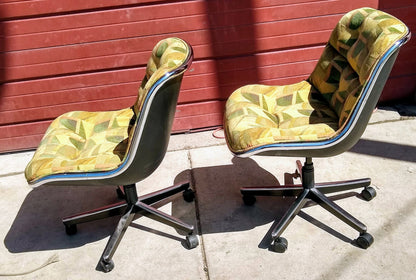 Pair CHARLES POLLACK EXECUTIV KNOLL SWIVEL CHAIR HYDRAULIC LIFT Beautiful Fabric
