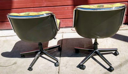 Pair CHARLES POLLACK EXECUTIV KNOLL SWIVEL CHAIR HYDRAULIC LIFT Beautiful Fabric