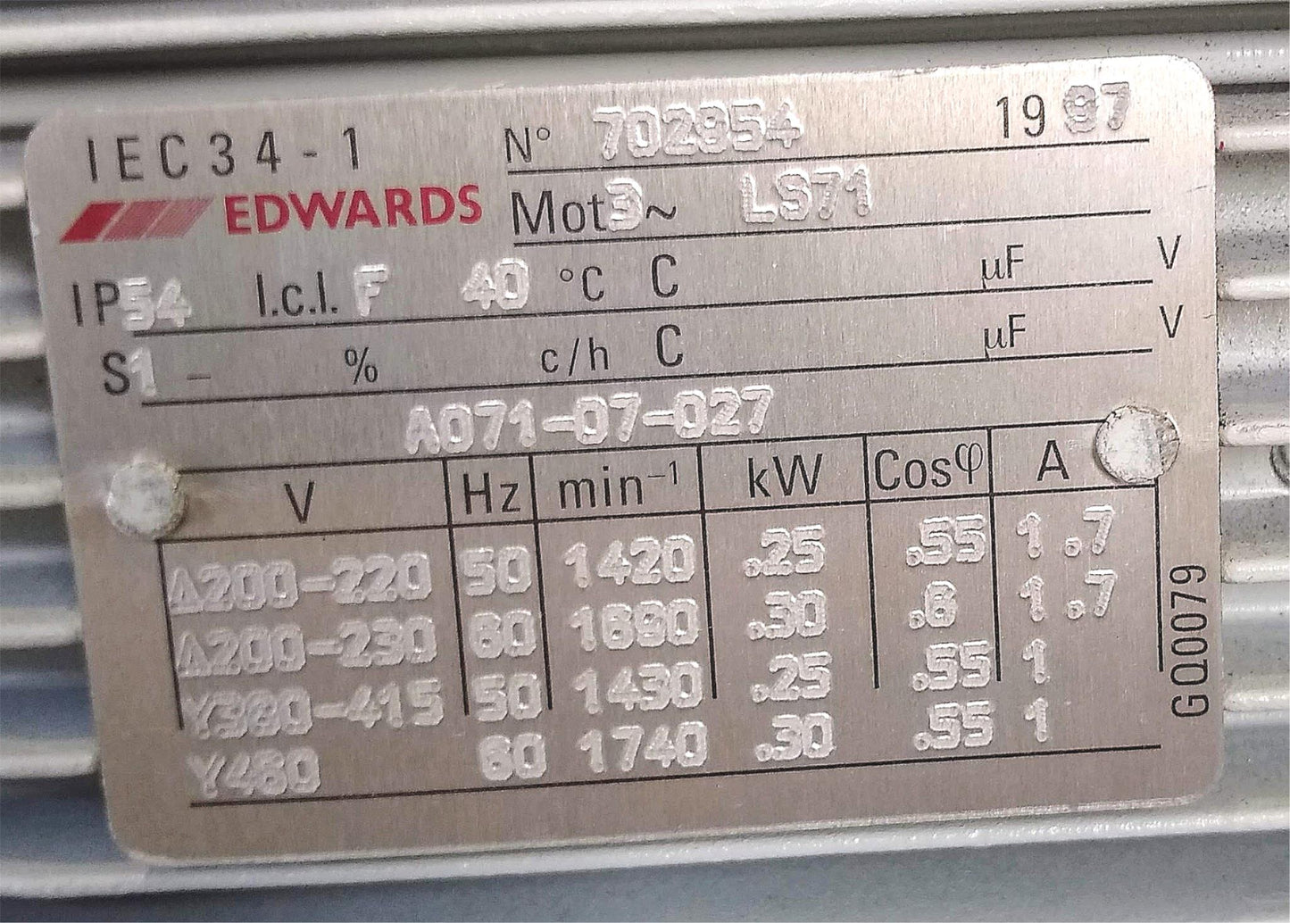 SPECIAL & RARE EDWARDS 3PHASE RV5 ROTARY VANE VACUUM PUMP w/OIL FILTER FREE SHIP