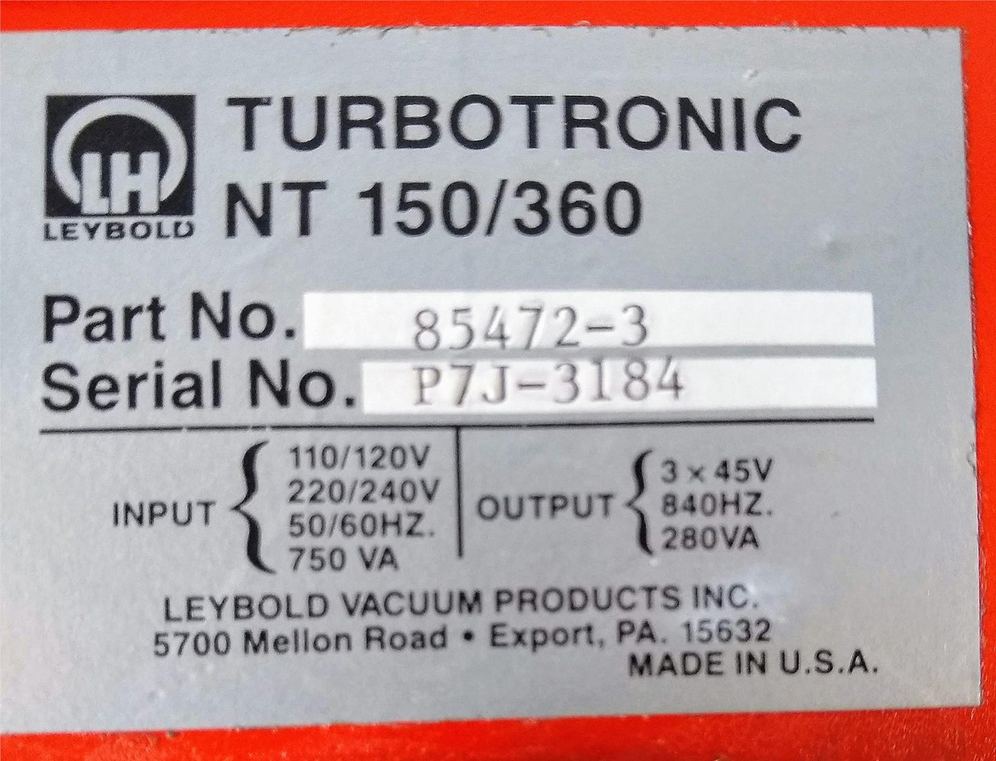 LEYBOLD TURBOTRONIK NT-150/360 VH CONTROLLER 90DAYWARRANTY FREESHIP WATCH VIDEO