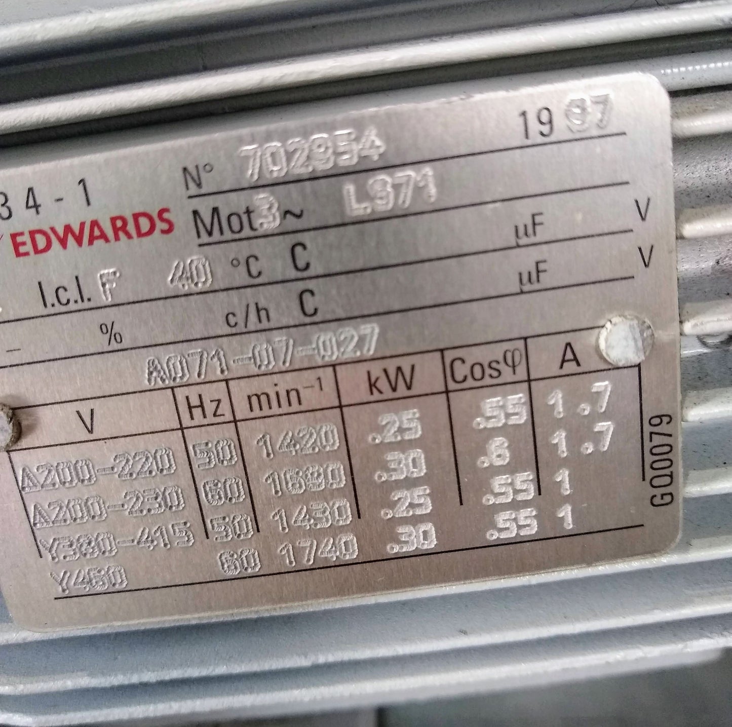 SPECIAL & RARE EDWARDS 3PHASE RV5 ROTARY VANE VACUUM PUMP w/OIL FILTER FREE SHIP