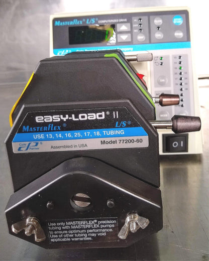 MASTERFLEX L/S EASY-LOAD II MODEL 77200-60 & 2 PUMP HEADS 90DAYWARRTY WATCHVIDEO