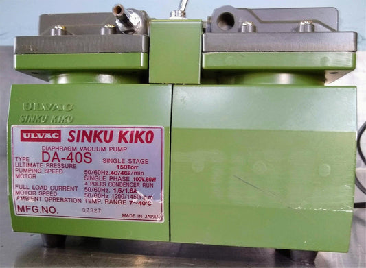 ULVAC SINKU KIKO DA-40S DIAPHRAGM TYPE DRY VACUUM PUMP 90DAYWARRANTY WATCH VIDEO