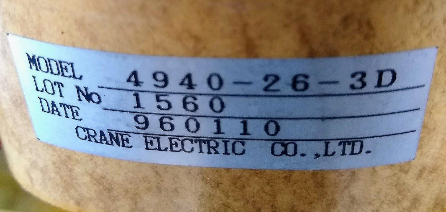 CRANE ELECTRIC 4940-26-3D 200V to 20VDC STEP-DOWN TRANSFORMER FREE SHIPPING