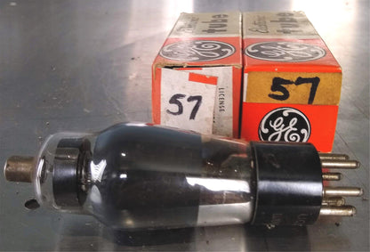 2 PAIRED VACUUM TUBE TUBES GE 57 INSIDE ORIGINAL BOXES BOX NEWOLD STOCK FREESHIP