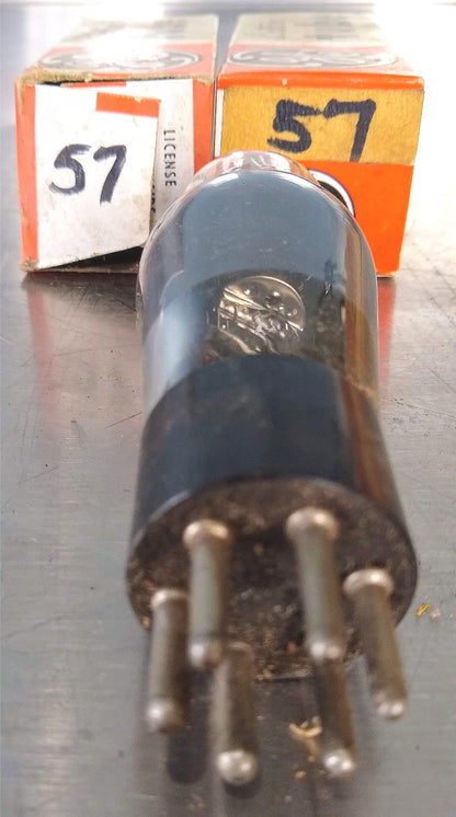 2 PAIRED VACUUM TUBE TUBES GE 57 INSIDE ORIGINAL BOXES BOX NEWOLD STOCK FREESHIP