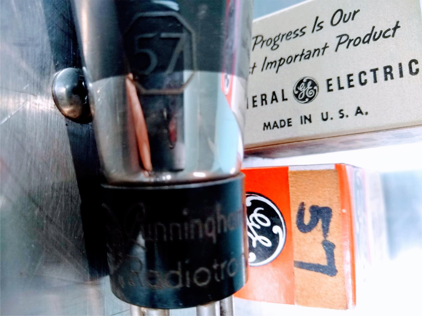 2 PAIRED VACUUM TUBE TUBES GE 57 INSIDE ORIGINAL BOXES BOX NEWOLD STOCK FREESHIP