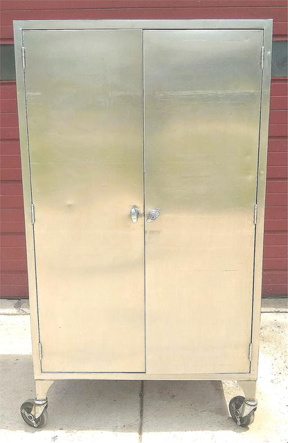 VINTAGE RARE HEAVY GAUGE STAINLESS STEEL CABINET 5Shelf Wheels 65x24x36 FREESHIP