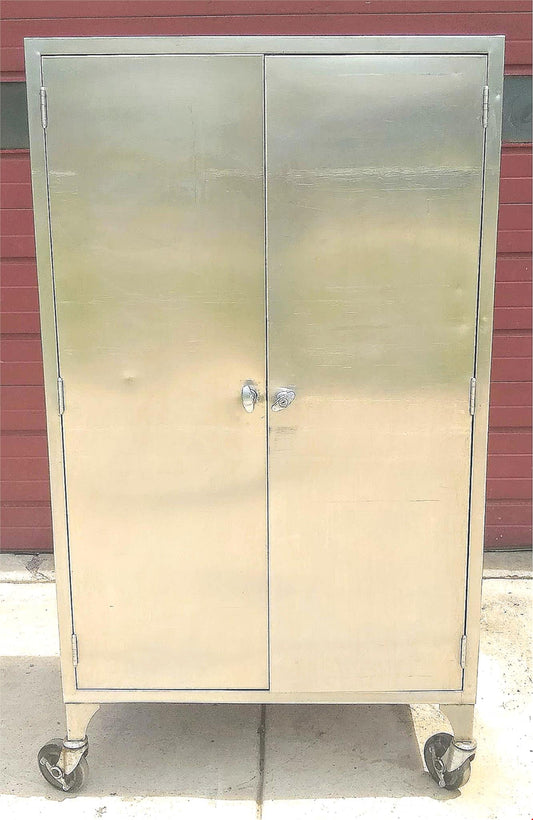 VINTAGE RARE HEAVY GAUGE STAINLESS STEEL CABINET 5Shelf Wheels 65x24x36 FREESHIP