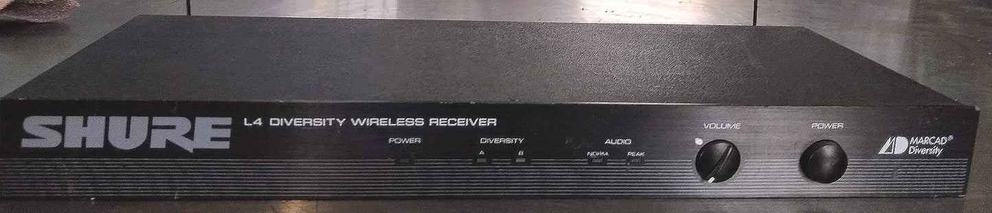 SHURE® L4-V MARCAD DIVERSITY WIRELESS RECEIVER BLACK & POWER SUPPLY 90DAYWARANTY