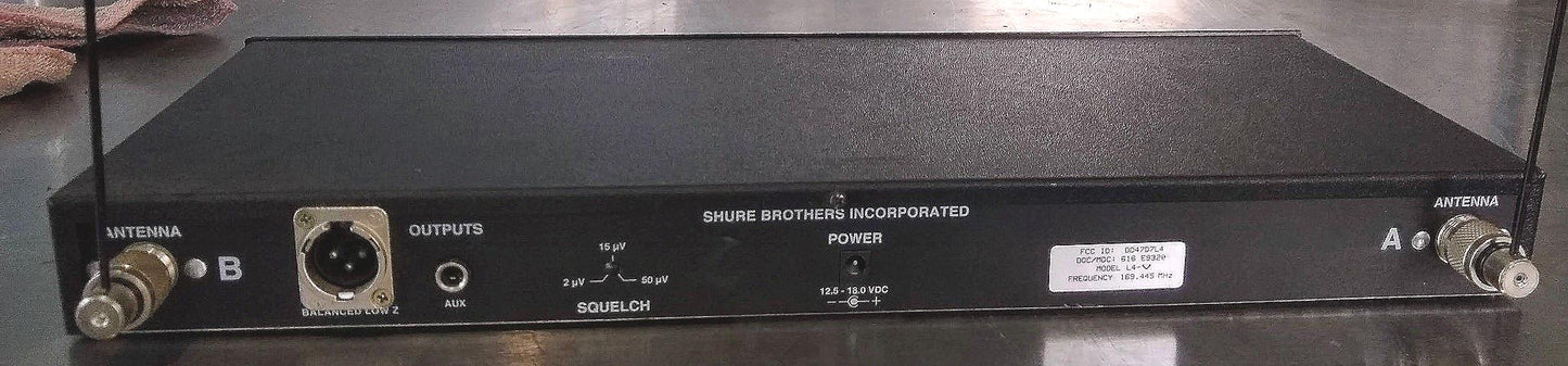 SHURE® L4-V MARCAD DIVERSITY WIRELESS RECEIVER BLACK & POWER SUPPLY 90DAYWARANTY