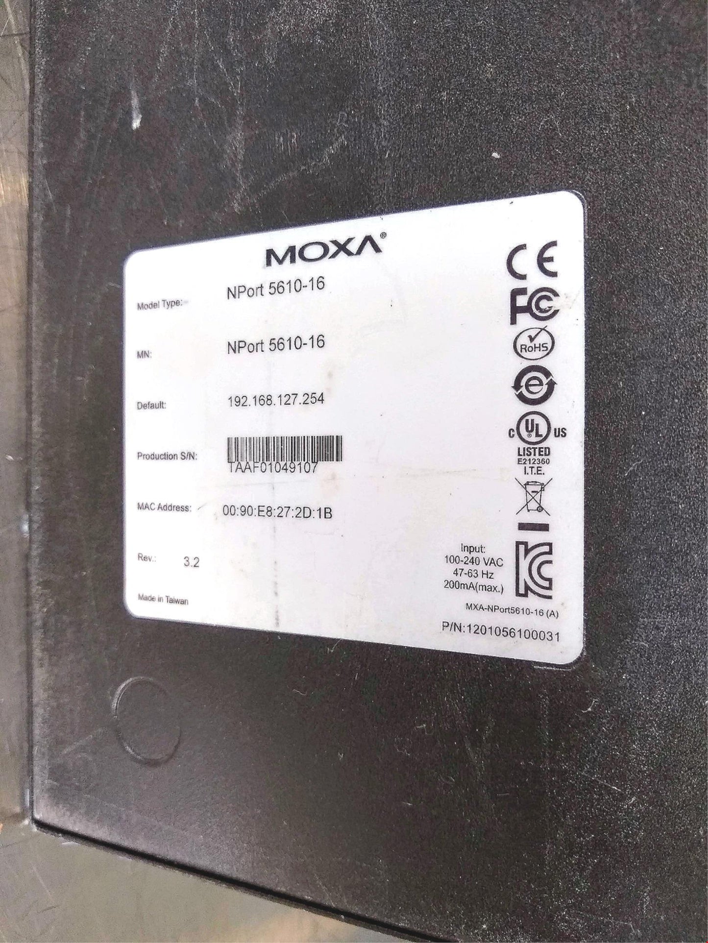 MOXA NPORT 5610 - 16 PORT RS-232/422/485 DEVICE SERVER FREE SHIPPING