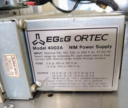 EG&G ORTEC 9315 PHOTON COUNTER 9349 RATEMETER 4001C BIN 4002A NIM POWER SUPPLY