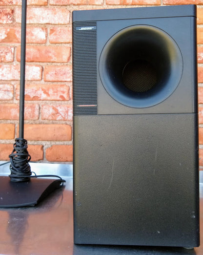 BOSE ACOUSTIMASS® 6 HOME ENTERTAINMENT & WOOFER TWO REDLINE CUBE SPEAKERS STANDS