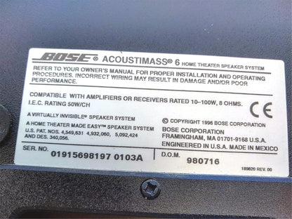 BOSE ACOUSTIMASS® 6 HOME ENTERTAINMENT & WOOFER TWO REDLINE CUBE SPEAKERS STANDS