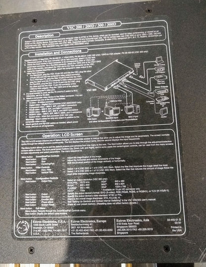 EXTRON® VSC200 COMPUTER TO VIDEO SCAN CONVERTER up to 1280x1024 FREE SHIP