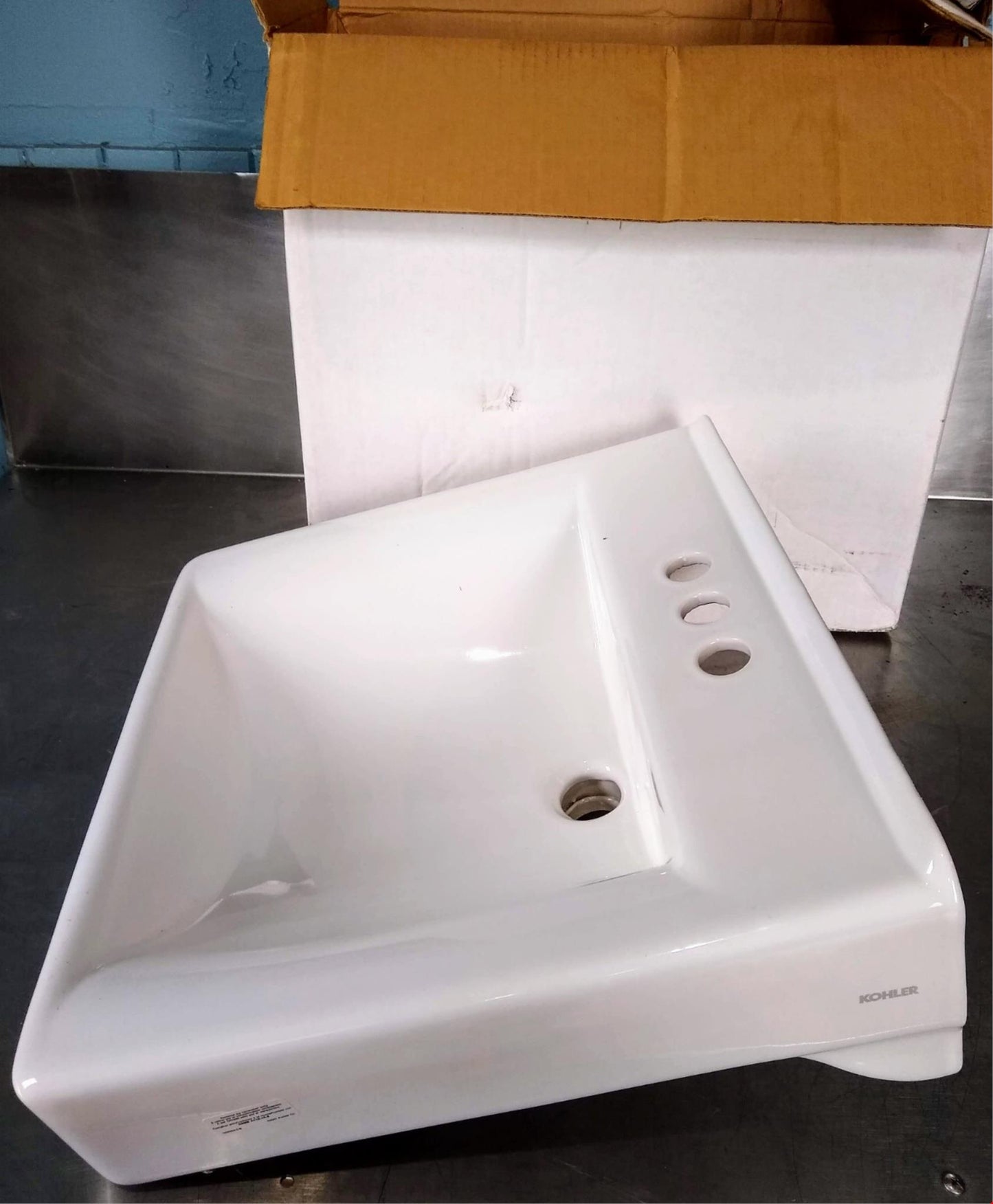 KOHLER 20" x 18" WALL MOUNT COMMERCIAL SINK withHOT & COLD FAUCET HOLES FREESHIP