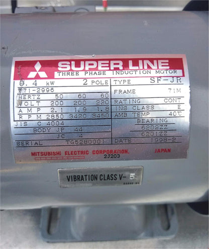 MITSUBISHI SUPER LINE 3 PHASE 0.4KW 1/2HP 2 POLE TYPE SF-JR MOTOR FREE SHIPPING