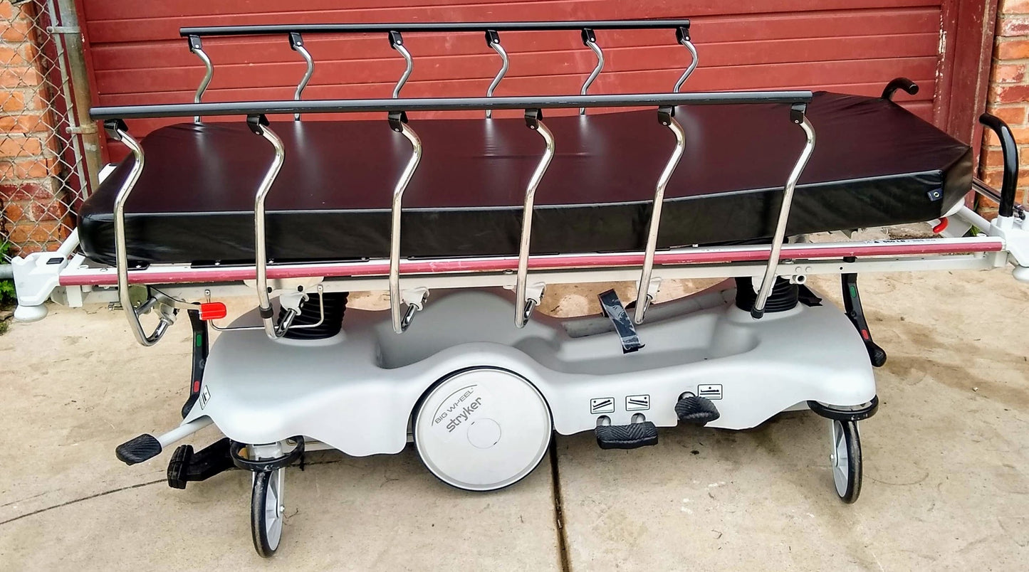 STRYKER 660 BIG WHEEL & PAD HOSPITAL EMERGENCY GURNEY BED STRETCHER FREE SHIP