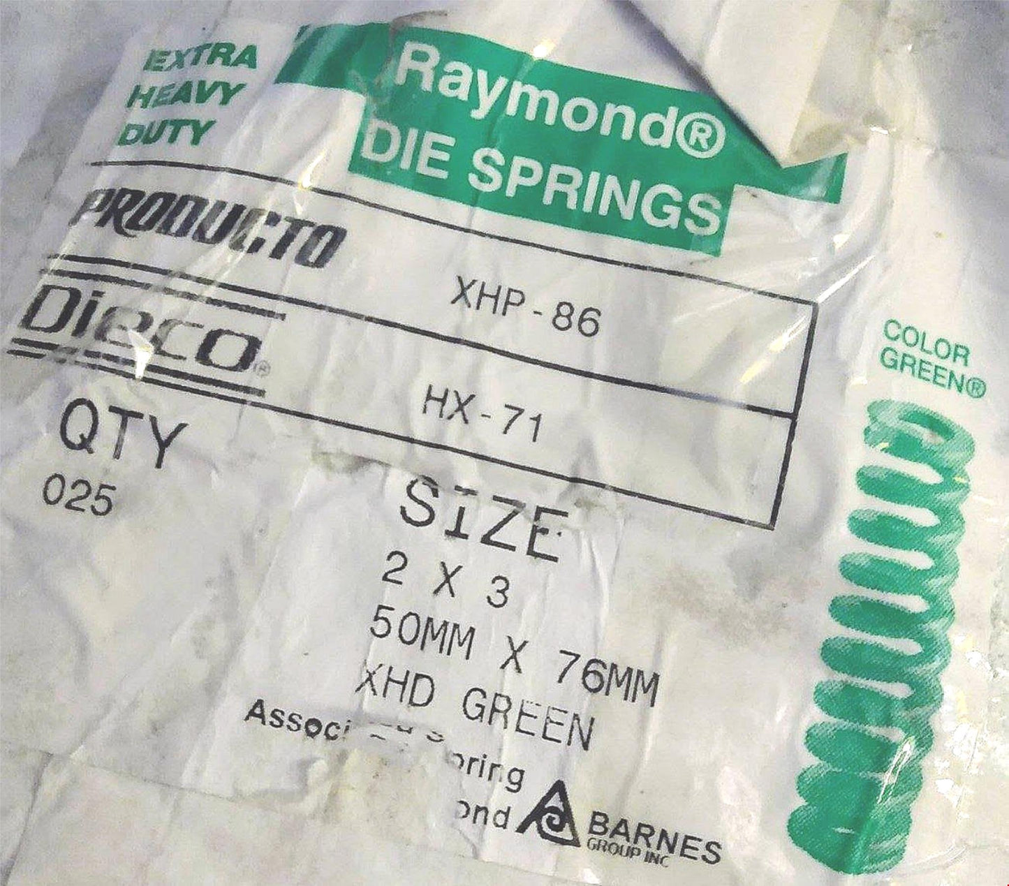 5 Units of RAYMOND 2 x 3" / 50 x 76mm GREEN SPRING COIL DIECO HX 71 FREESHIPPING
