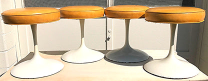 RARE SET of 4 MCM Eero Knoll Saarinen BR 51 K TULLIP SWIVEL STOOLS WATCH VIDEO