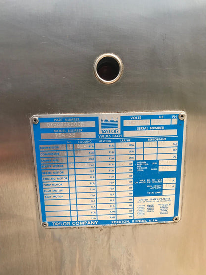 TAYLOR 754-33 TWIN SOFT SERVE ICE CREAM FROZEN YOGURT 3PH MACHINE FREE SHIPPING