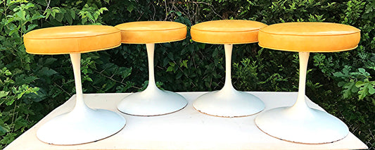 RARE SET of 4 MCM Eero Knoll Saarinen BR 51 K TULLIP SWIVEL STOOLS WATCH VIDEO