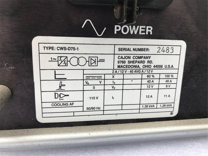 CAJON CWS-D75-1 SWAGELOK TUBE ARC ORBITAL PIPE WELDING POLYSOUDE SYSTEM WELDER