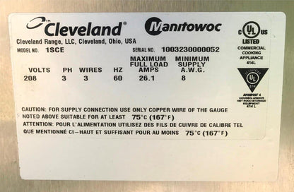 CLEVELAND 1SCE RESTAURANT KITCHEN STEAMER DIRECT STEAM 220Volt 3PHASE WATCHVIDEO