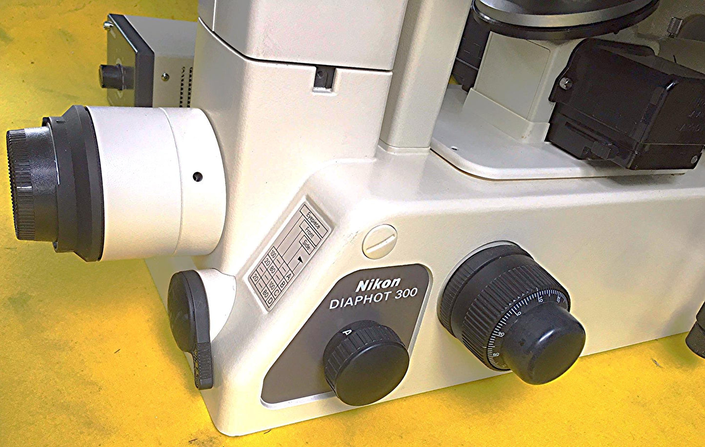 NIKON DIAPHOT 300 INVERTED PHASE CONTRAST FLUORESCENCE MICROSCOPE & POWER SUPPLY