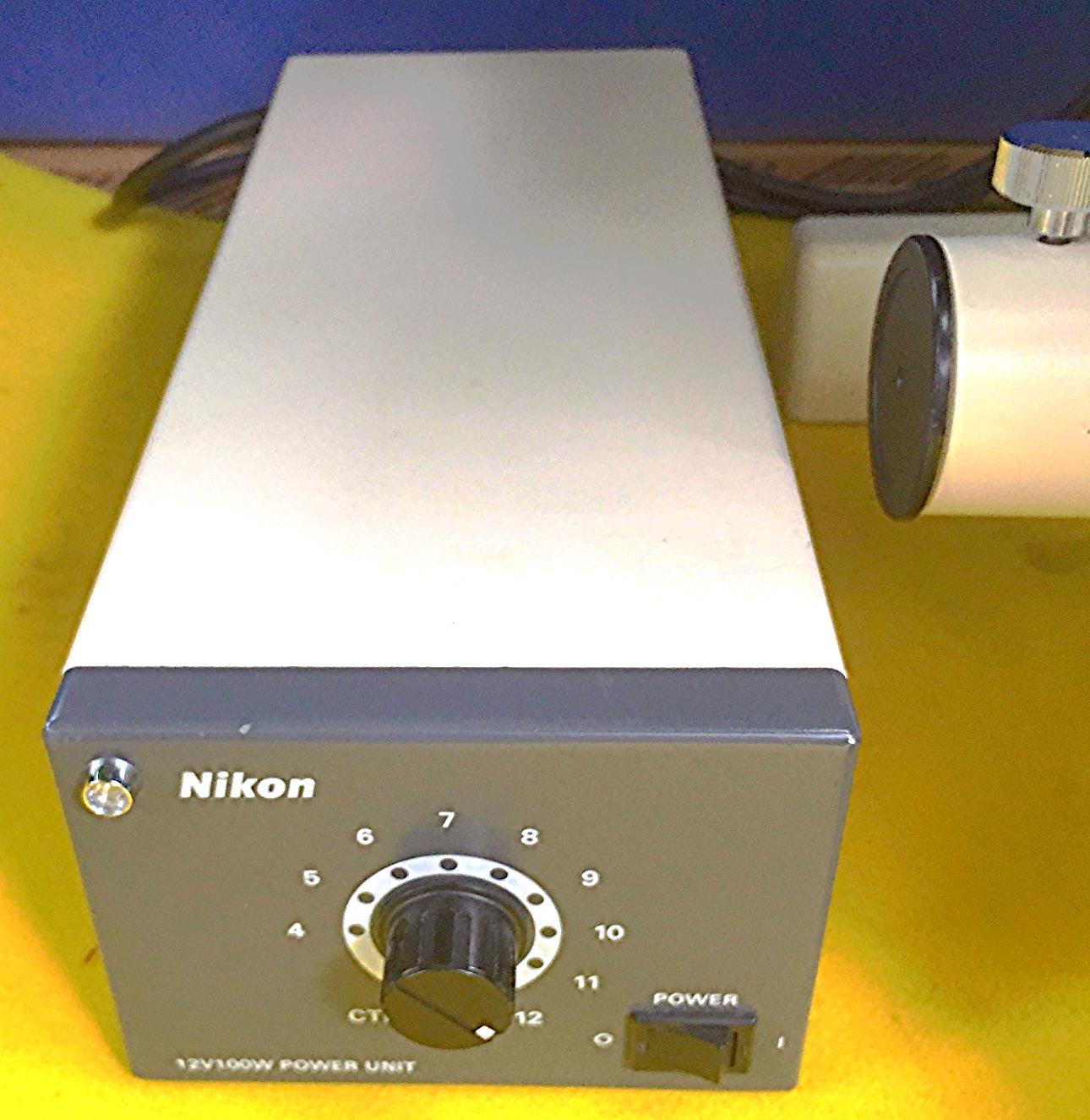NIKON DIAPHOT 300 INVERTED PHASE CONTRAST FLUORESCENCE MICROSCOPE & POWER SUPPLY