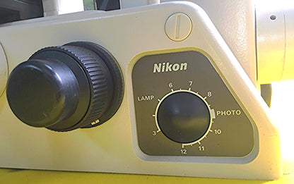 NIKON DIAPHOT 300 INVERTED PHASE CONTRAST FLUORESCENCE MICROSCOPE & POWER SUPPLY