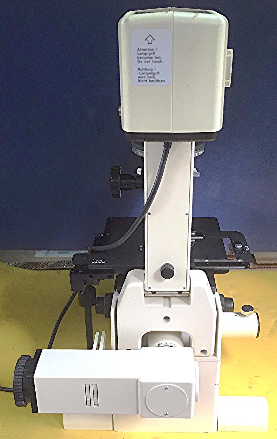 NIKON DIAPHOT 300 INVERTED PHASE CONTRAST FLUORESCENCE MICROSCOPE & POWER SUPPLY