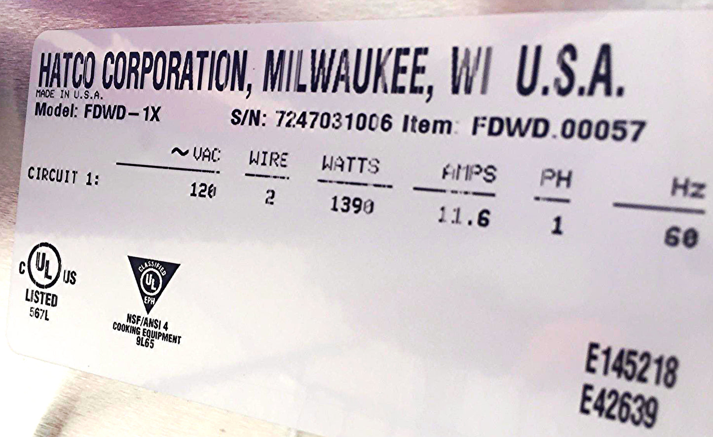 HATCO FDWD-1X Flav-R-Fresh HOLDING & HOT FOOD DISPLAY WARMER CABINET  FREE SHIP