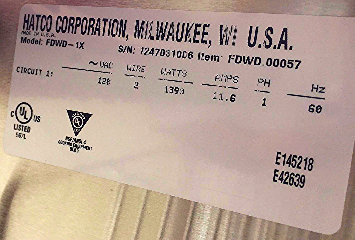 HATCO FDWD-1X Flav-R-Fresh HOLDING & HOT FOOD DISPLAY WARMER CABINET  FREE SHIP