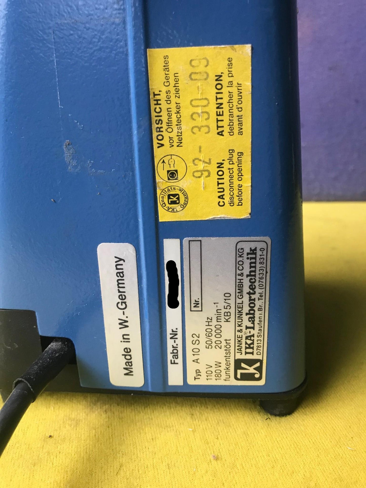 IKA LABORTECHNIK BATCH MILL GRINDER TYPE A 10 S2 PERFECT WATCH VIDEO FREE SHIP