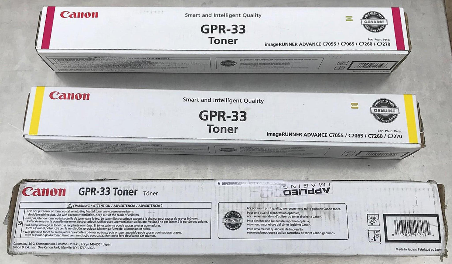 3CANON imageRUNNER ORIGINAL GPR33 BLACK YELLOW MAGENTA TONER C7065 55 75 6255 65