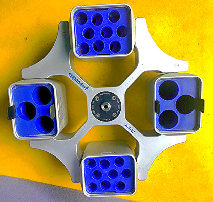 EPPENDORF A-4-62 ROTOR with 4 BUCKETS & ADAPTERs for 5810 CENTRIFUGE FREE SHIP