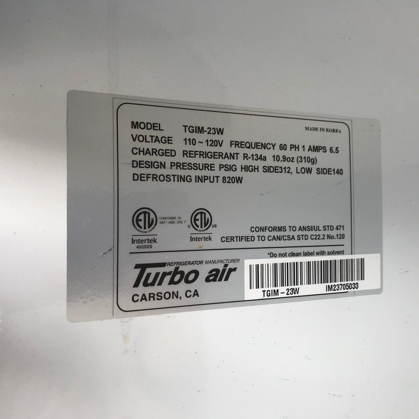 TURBO AIR TGIM-23W GLASS DOOR ICE BAG MERCHANDISER FREEZER TESTED 100% FREESHIP
