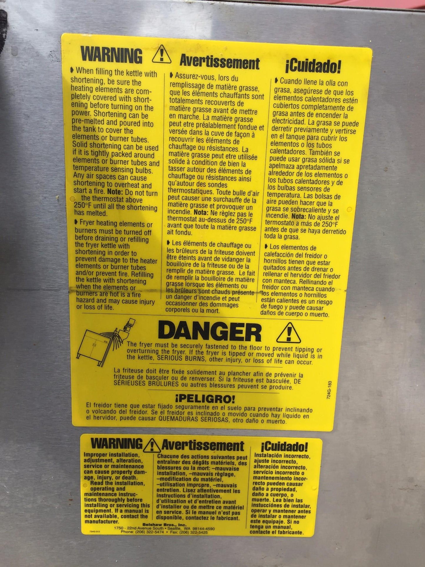 BELSHAW 724FG DONUT FRYER 24" x 24" FRY AREA NATURAL GAS BAKERY SYSTEM FREE SHIP