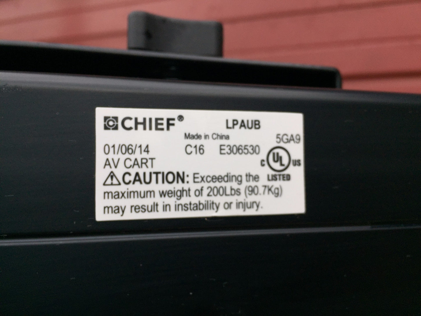 CHIEF LPAUB LARGE FUSION MANUAL HEIGHT ADJUSTABLE MOBILE CART FOR VIDEO FREESHIP